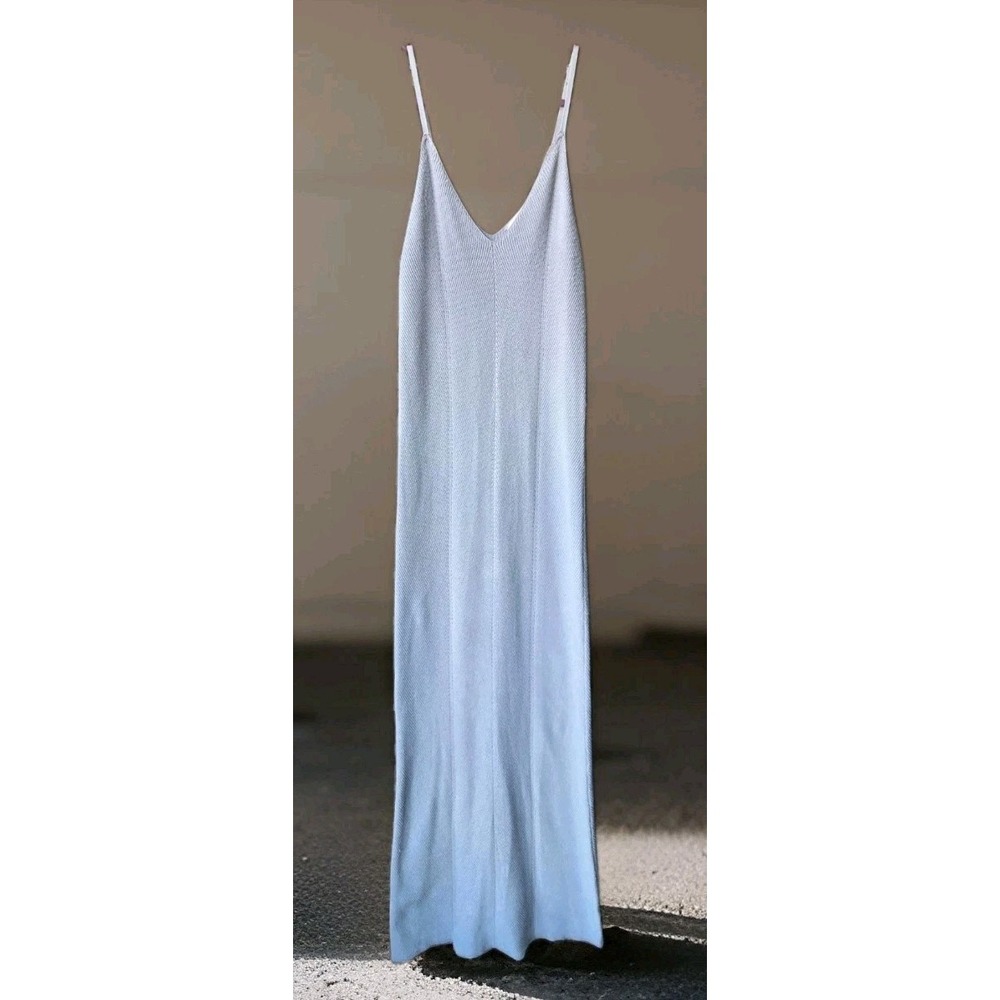 Freshman 1996 Women's S Gray Sweater Knit Maxi Dress Adjustable Spaghetti Strap